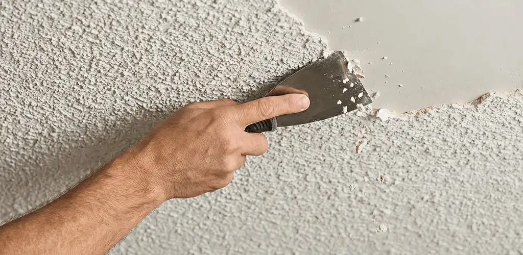 Popcorn ceiling removal scraping off textured ceiling finish in Columbia, SC