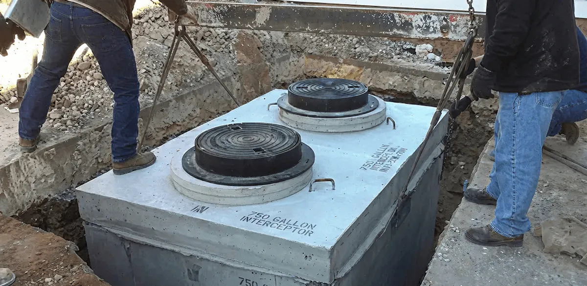 Grease trap installation for a commercial property drainage system in Columbia, SC
