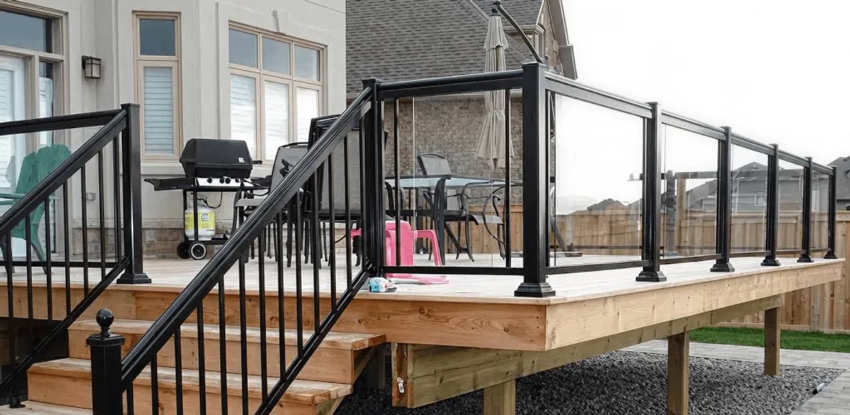 Handrail installation on a deck staircase for safety and code compliance in Columbia, SC
