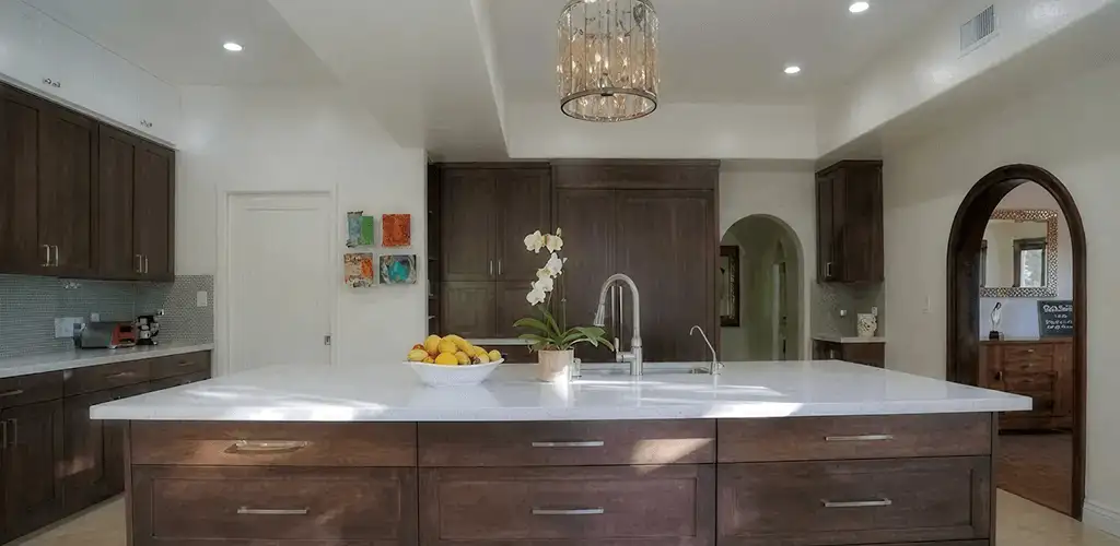Cabinet refacing project with updated kitchen cabinets and island in Columbia, SC