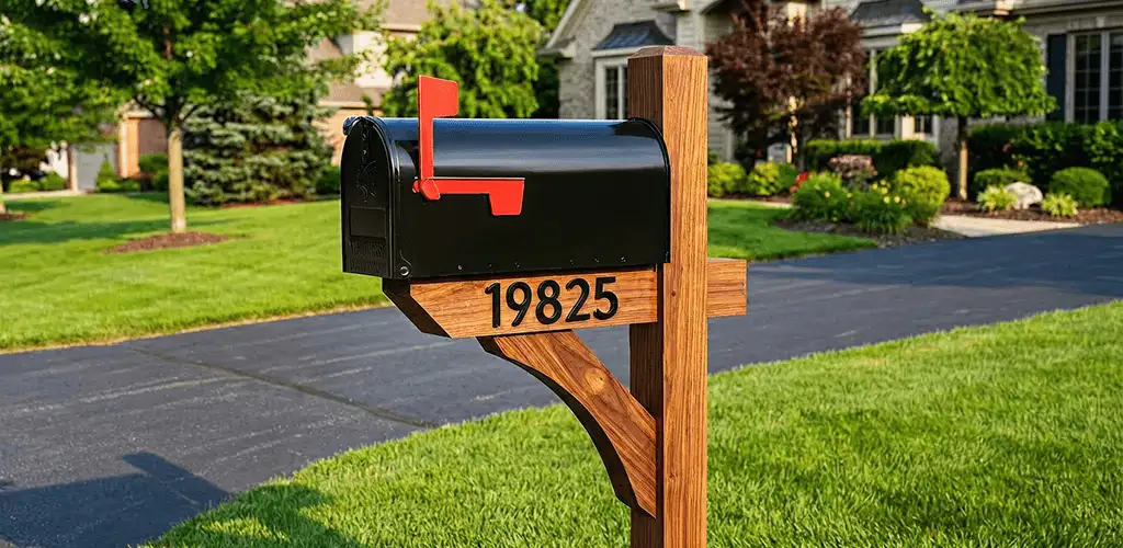 New mailbox installation with post and address number for a home in Columbia, SC